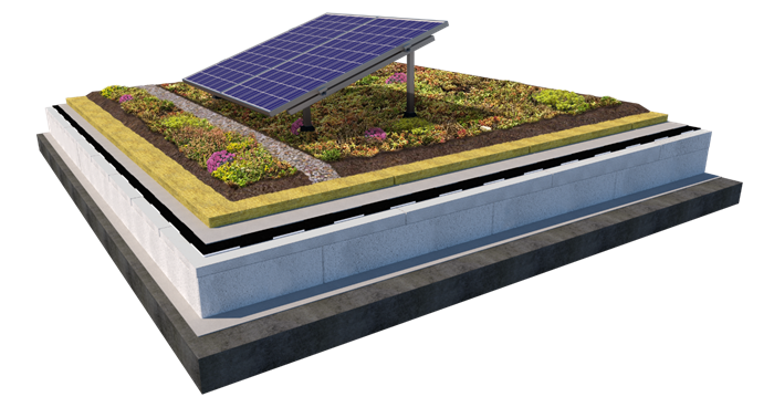 zelená střecha s fotovoltaikou